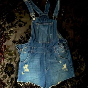 Ripped Overall Shorts